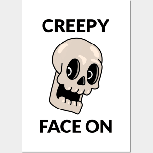 Creepy Face On Skull Skeleton Creepy Spooky Creep Posters and Art